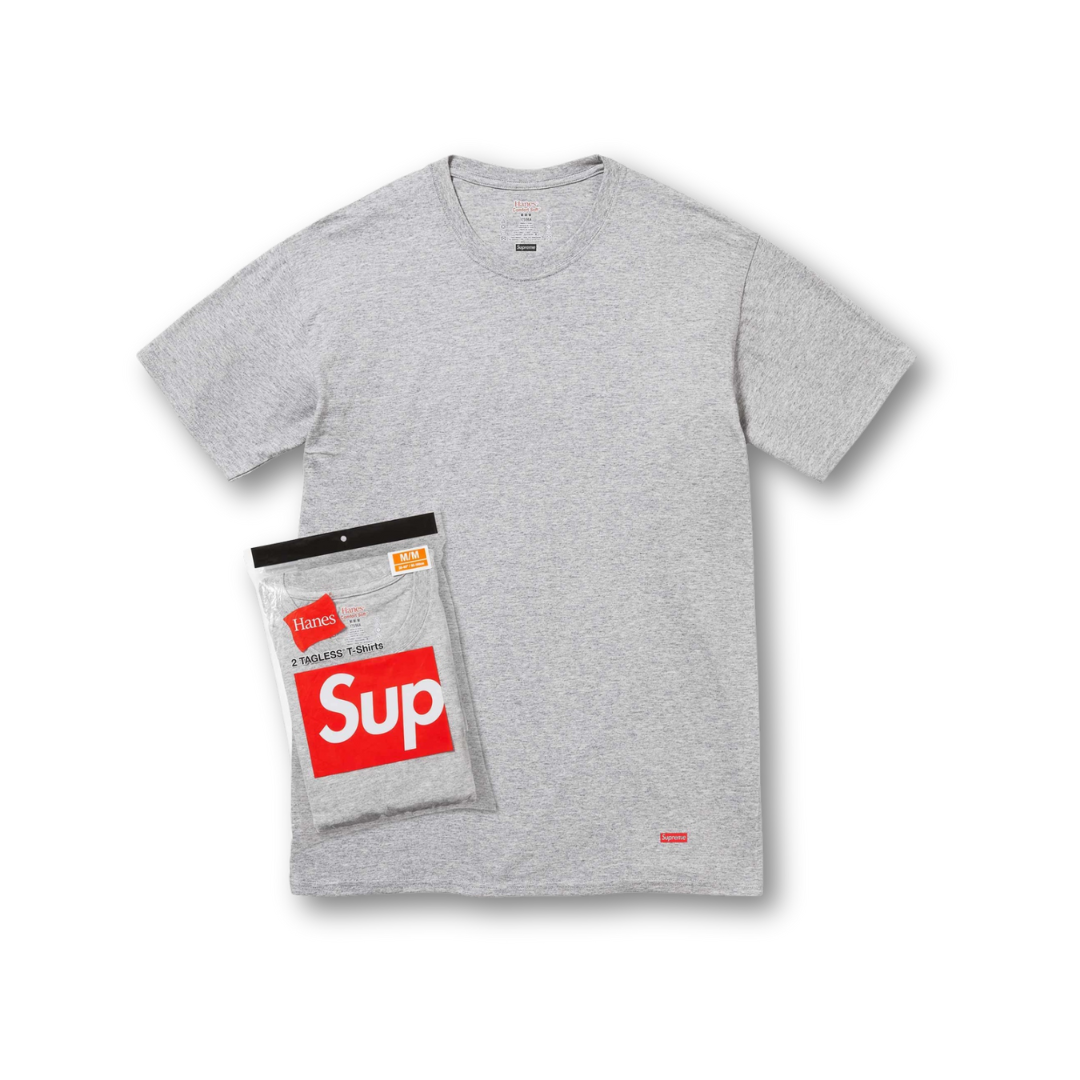 Supreme/Hanes Tagless Tees (2 Pack) Heather Grey – Drop Streetwear