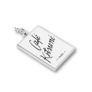 Cafe Kitsune Logo Engraved Silver Tone Key Fob Silver