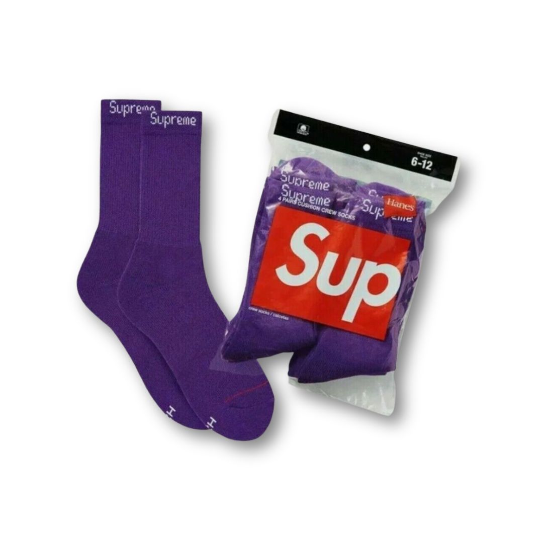 Supreme Hanes Crew Socks (4 Pack) Purple – Drop Streetwear