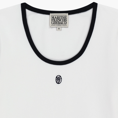 Marithé François Girbaud W Deep Neck Ringer Tee White