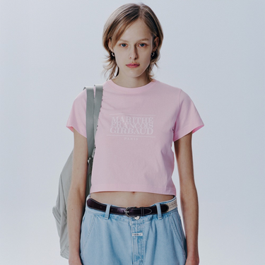 Marithé François Girbaud W Classic Logo Crop Tee Light Pink