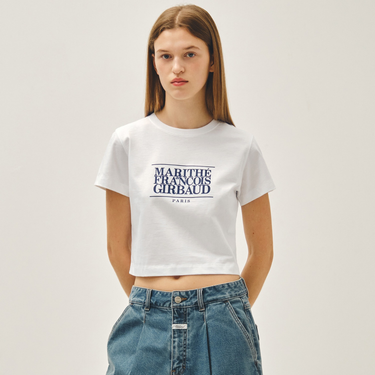Marithé François Girbaud W Classic Logo Crop Tee White