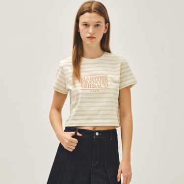 Marithé François Girbaud W Classic Logo Crop Tee Ivory