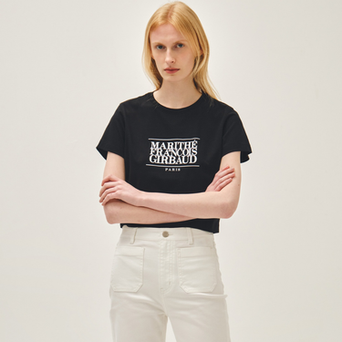 Marithé François Girbaud W Classic Logo Crop Tee Black