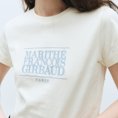 Marithé François Girbaud W Classic Logo Crop Tee Cream