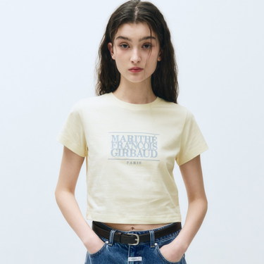 Marithé François Girbaud W Classic Logo Crop Tee Cream