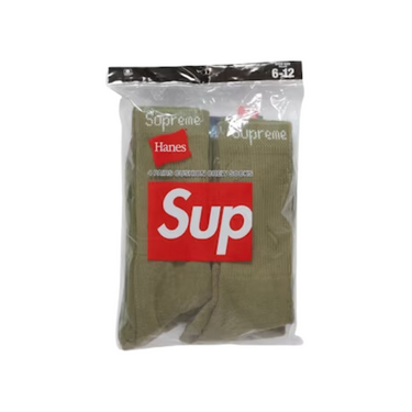 Supreme Hanes Crew Socks (4 Pack) Olive