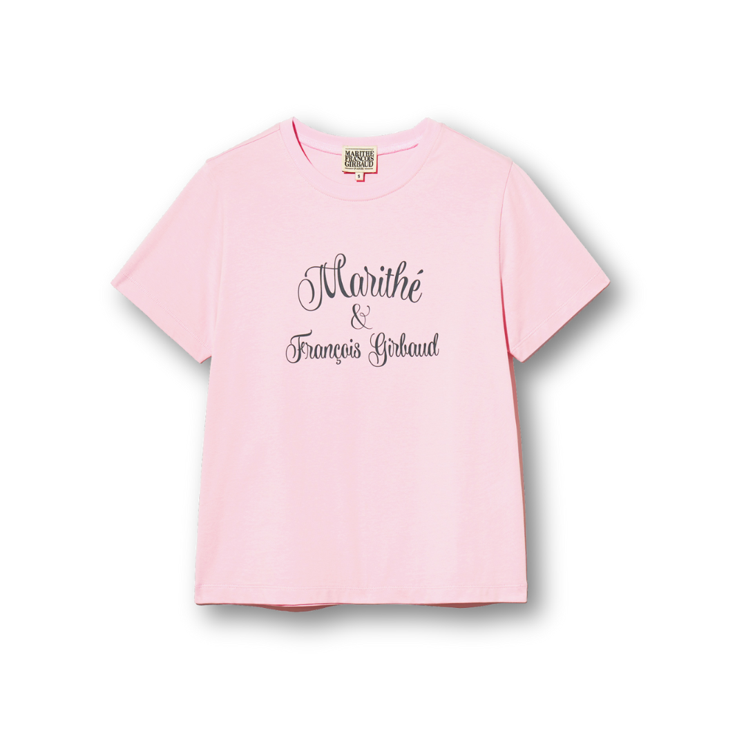 Marithé François Girbaud W Cursive Logo Tee Baby Pink