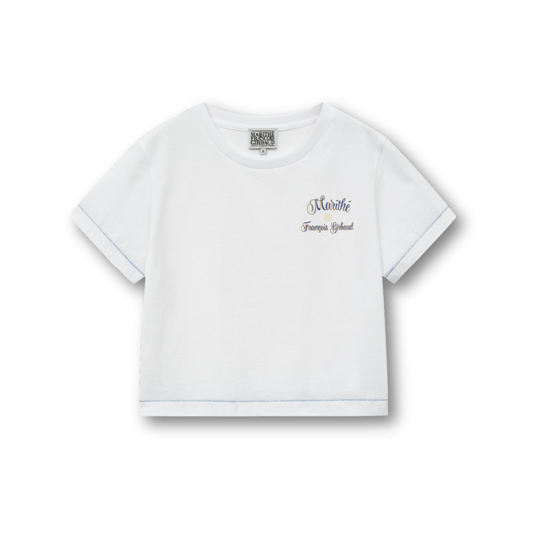Marithé François Girbaud W Rolling Logo Crop Tee White