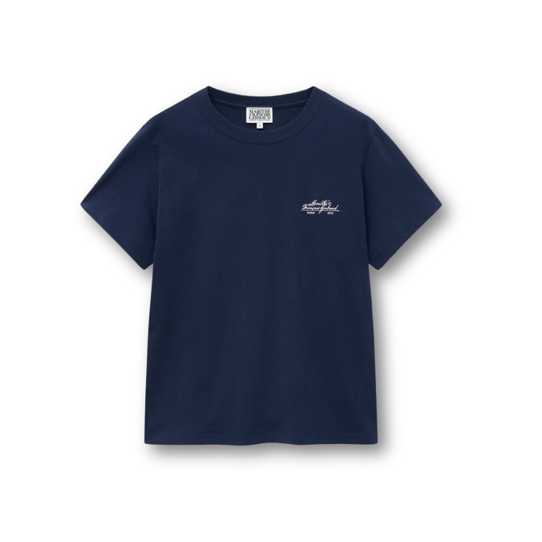 Marithé François Girbaud Cursive Lettering Logo Tee Navy