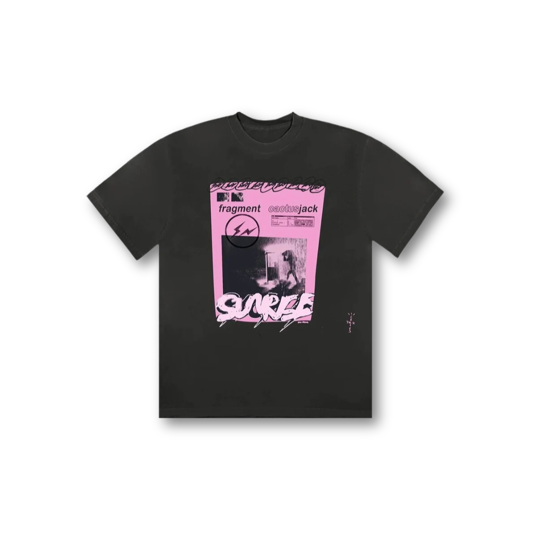 Travis Scott Cactus Jack For Fragment Pink Sunrise T-Shirt Washed Black