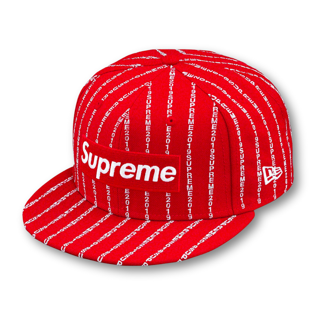 Supreme New Era Text Stripe Cap Red