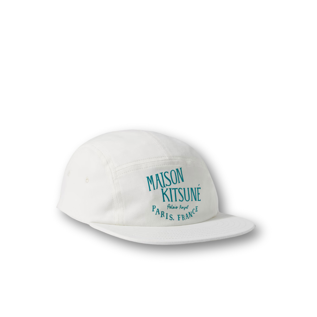 Maison Kitsune Logo-Print Cotton-Twill Baseball Cap White