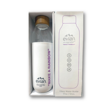 EVIAN BY VIRGIL ABLOH x SOMA Make A Rainbow Refillable Glass Water Bottle White/Purple