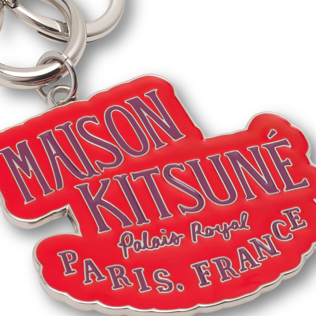 Maison Kitsune Palais Royal Silver-Tone and Enamel Keyring Red