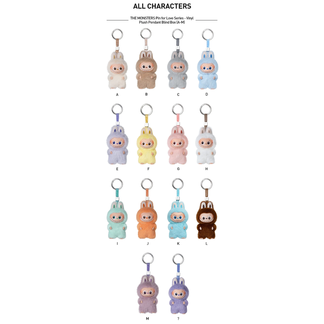 Pop Mart Labubu The Monsters Pin for Love Series Vinyl Plush Pendant (A-M) *Individual