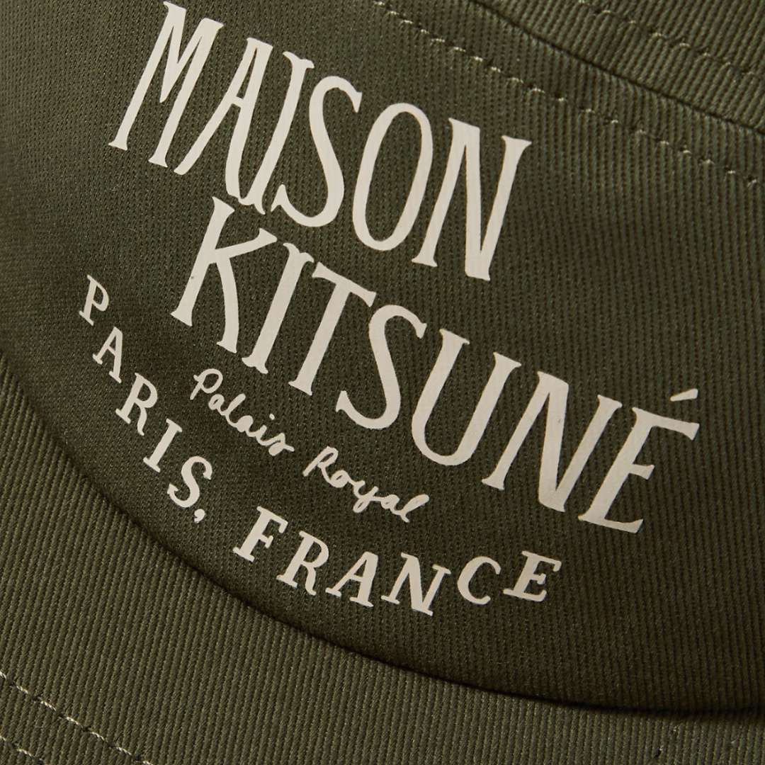 Maison Kitsune Logo-Print Cotton-Twill Baseball Cap Green