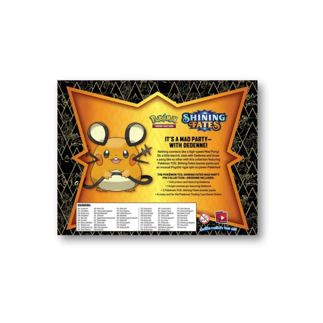 Pokémon TCG Sword & Shield Shining Fates Mad Party Pin Collection Dedenne
