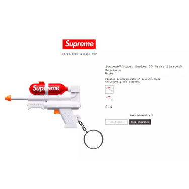 Supreme Super Soaker 50 Water Blaster Keychain White