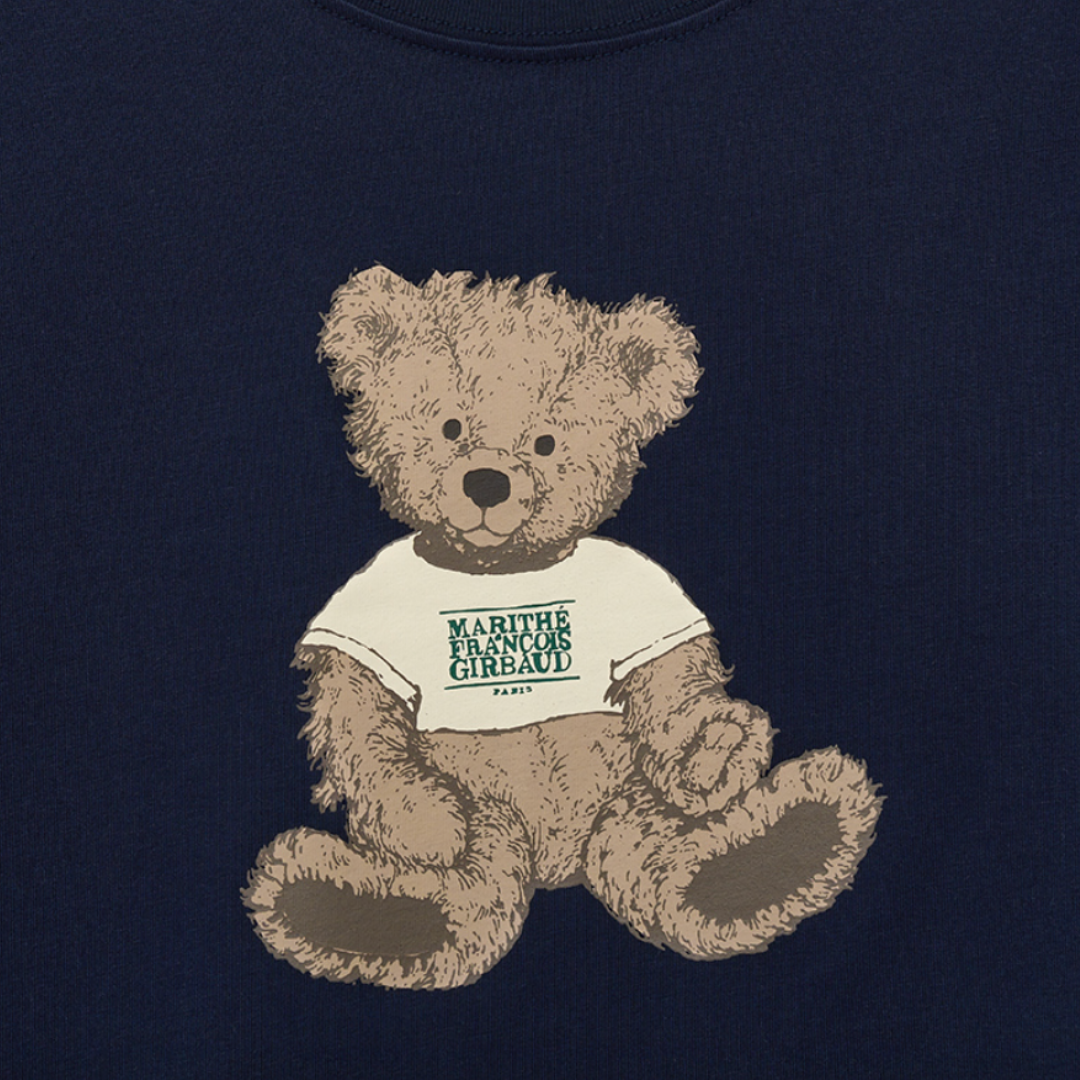 Marithé François Girbaud W Doodle Bear Crop Tee Navy