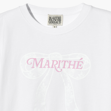 Marithé François Girbaud W Ribbon Graphic Crop Tee White