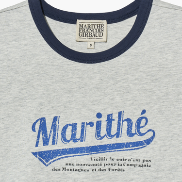 Marithé François Girbaud W Vintage Baseball Ringer Tee Light Heather Gray