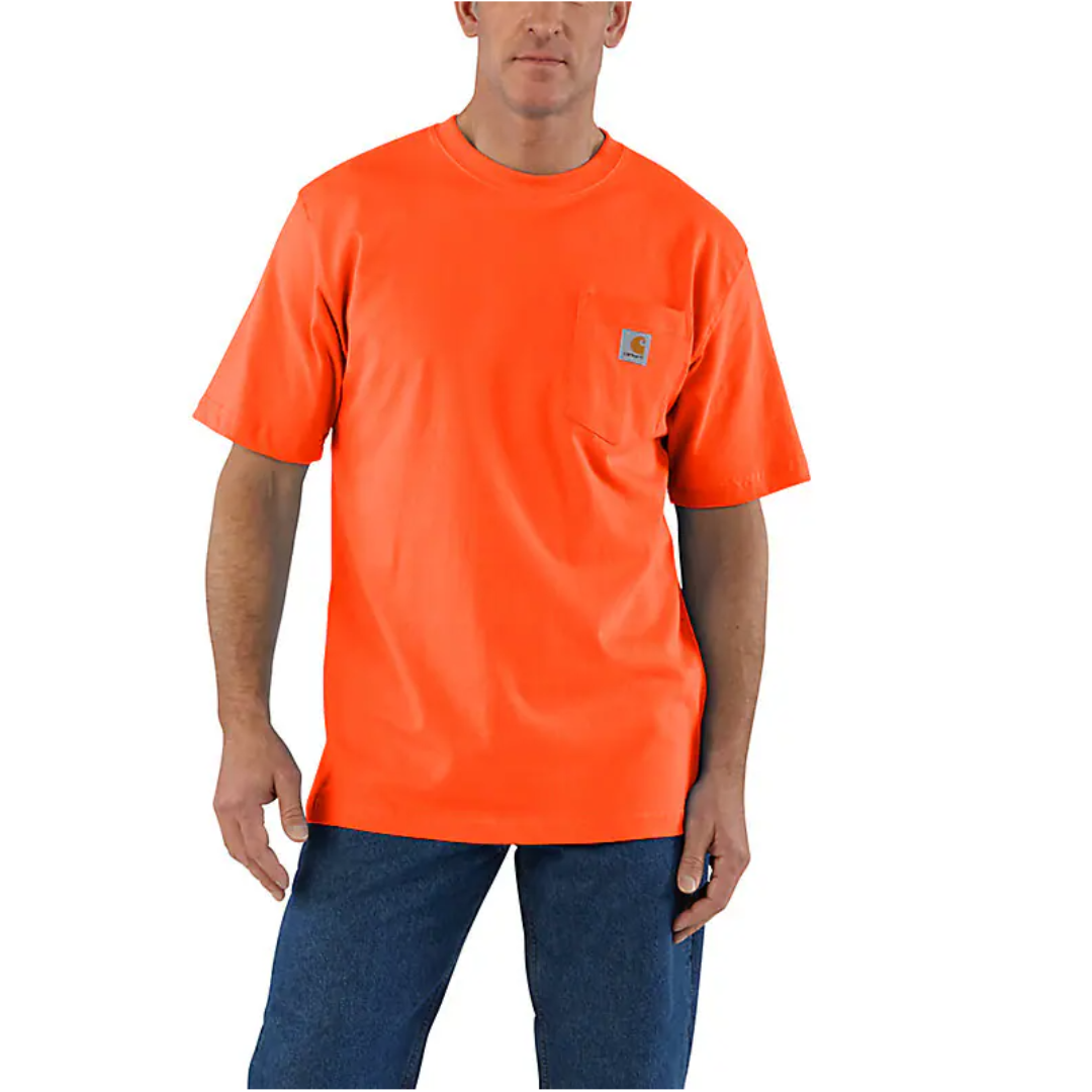 Carhartt Men's Loose Fit Heavyweight Short-Sleeve Pocket T-Shirt Brite Orange