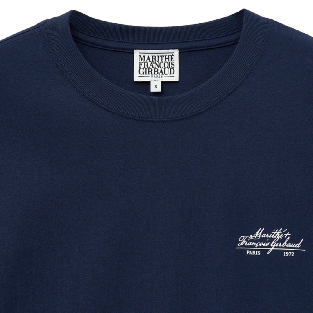 Marithé François Girbaud Cursive Lettering Logo Tee Navy