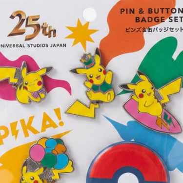 USJ Universal Studios Japan 25th Anniversary - Pokémon Pikachu Pin & Button Badge Set