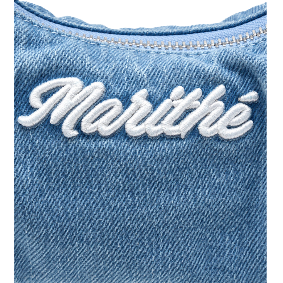 Marithé François Girbaud Embroidery Logo Shoulder Bag Light Blue