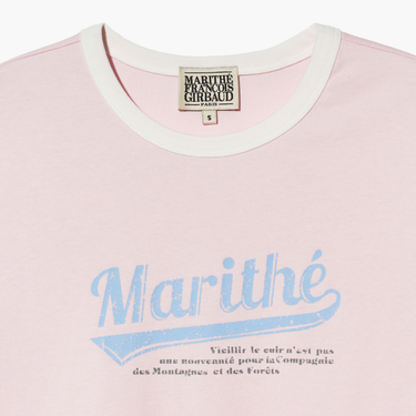 Marithé François Girbaud W Vintage Baseball Ringer Tee Pink