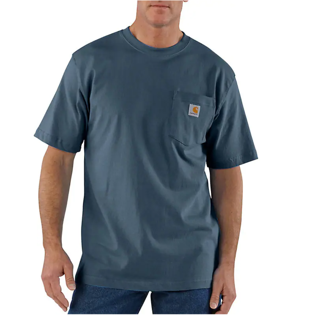 Carhartt Men's Loose Fit Heavyweight Short-Sleeve Pocket T-Shirt Bluestone