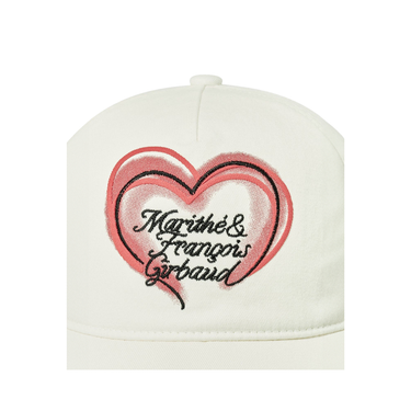 Marithé François Girbaud Heart Lettering Logo 5 Panel Cap Ivory