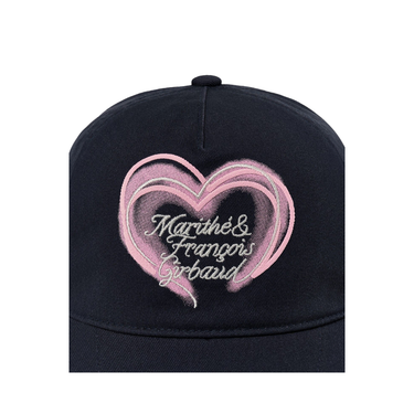 Marithé François Girbaud Heart Lettering Logo 5 Panel Cap Navy