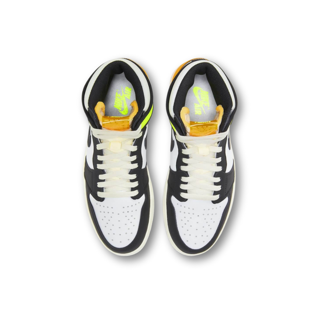 Jordan 1 Retro High White Black Volt University Gold