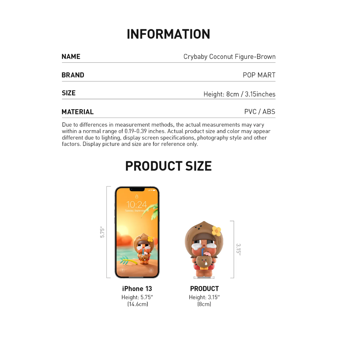 Pop Mart CRYBABY Coconut Figure Brown