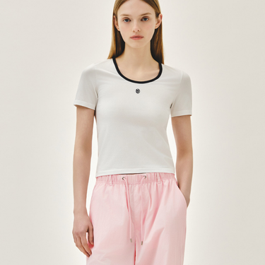 Marithé François Girbaud W Deep Neck Ringer Tee White