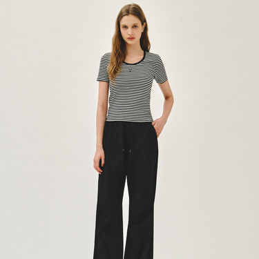 Marithé François Girbaud W Deep Neck Ringer Tee Black