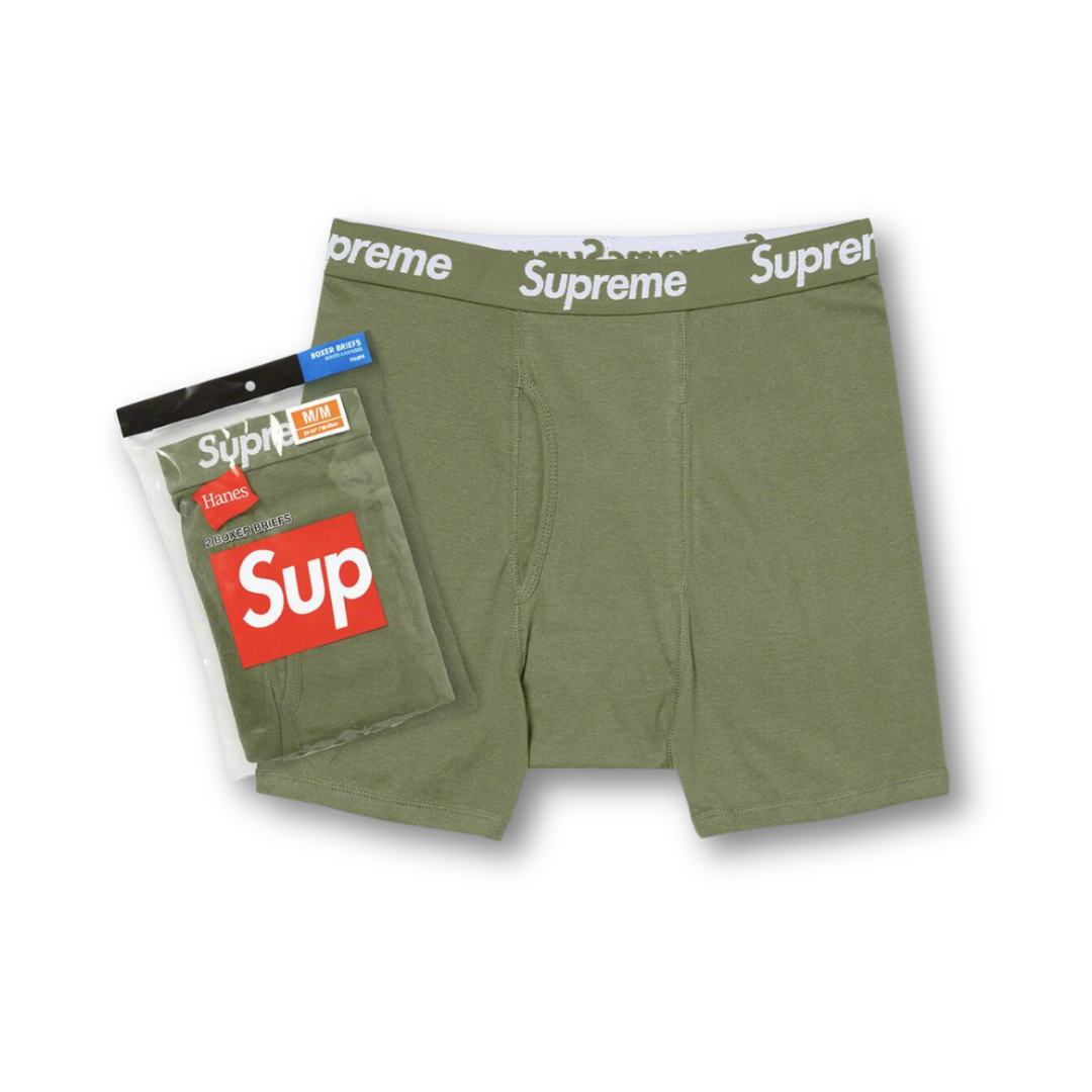 Supreme Hanes Boxer Briefs (2 Pack) Olive