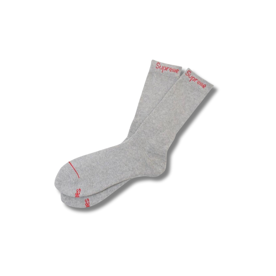 Supreme Hanes Crew Socks (4 Pack) Heather Grey