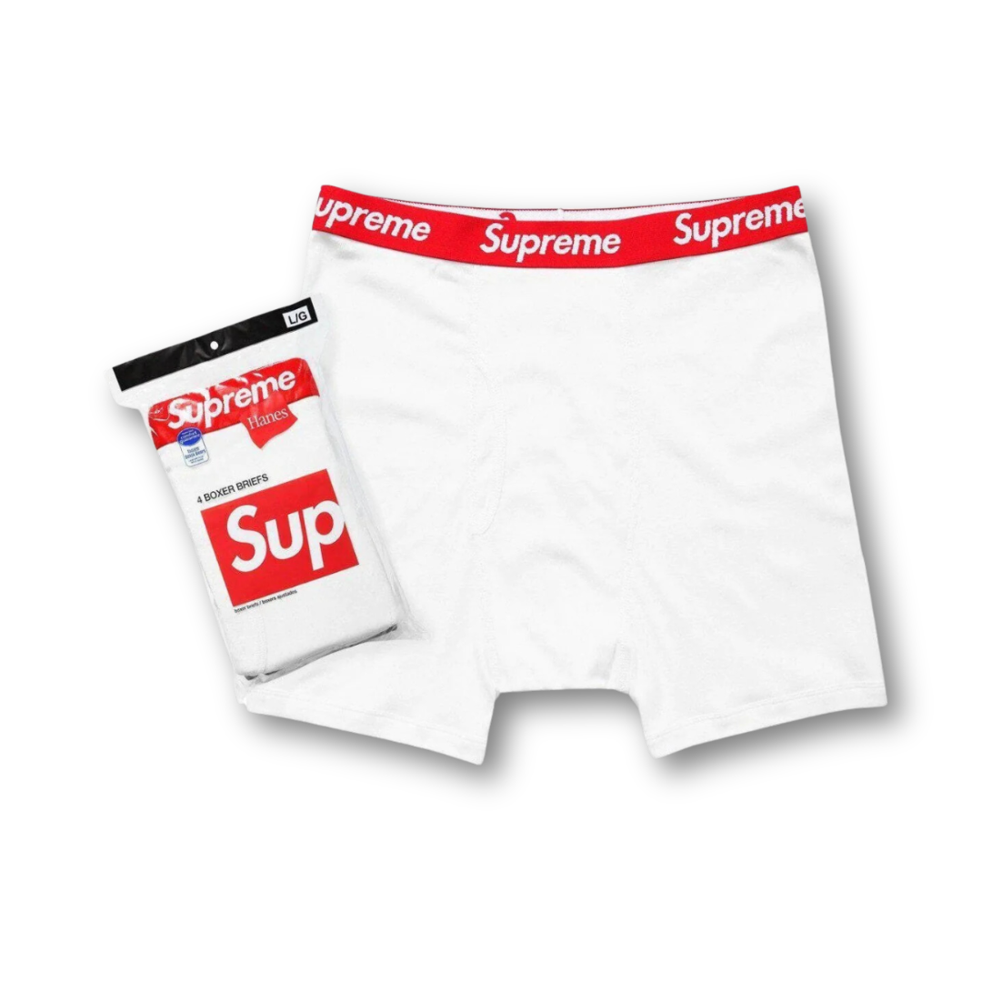 Supreme Hanes Boxer Briefs (4 Pack) White