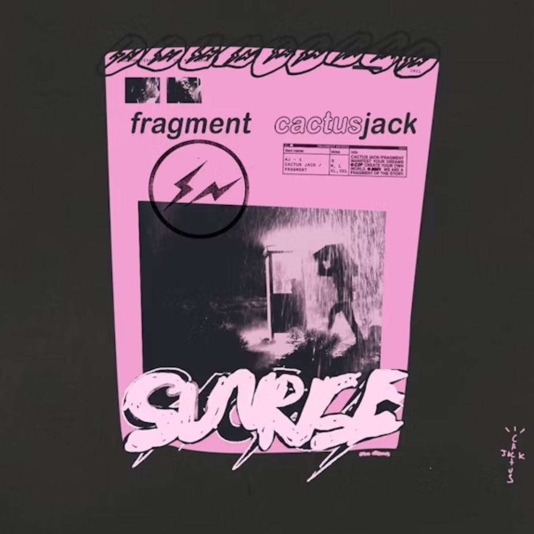 Travis Scott Cactus Jack For Fragment Pink Sunrise T-Shirt Washed Black