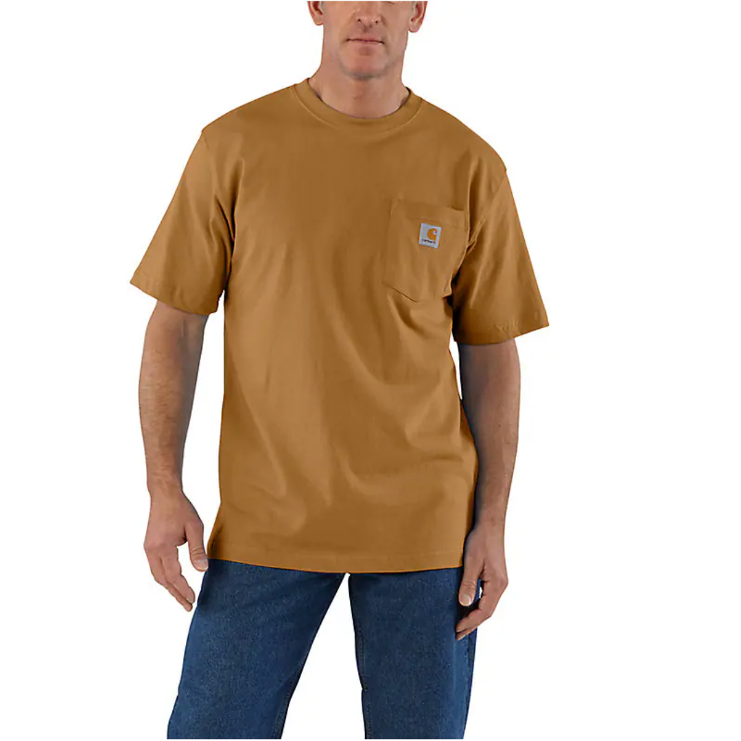 Carhartt Men's Loose Fit Heavyweight Short-Sleeve Pocket T-Shirt Brown