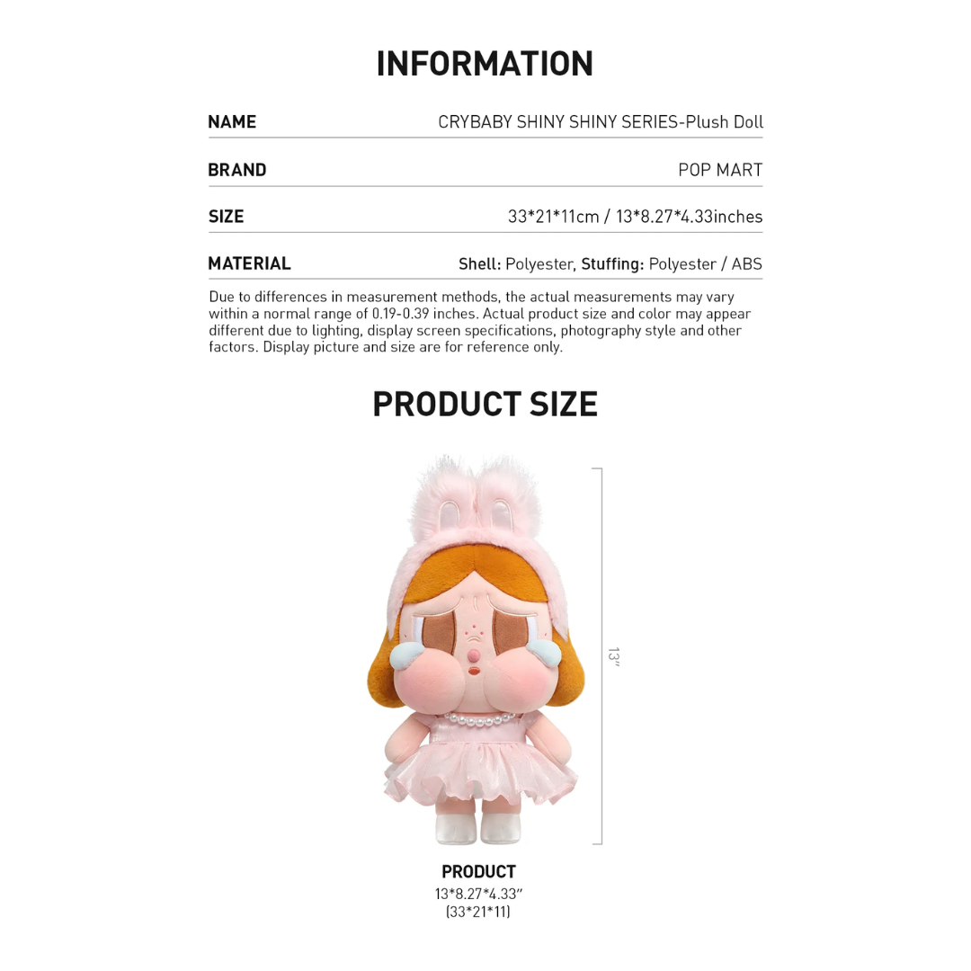 POP MART CRYBABY SHINY SHINY SERIES-Plush Doll Pink