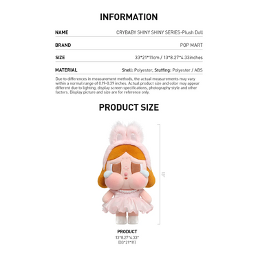 POP MART CRYBABY SHINY SHINY SERIES-Plush Doll Pink