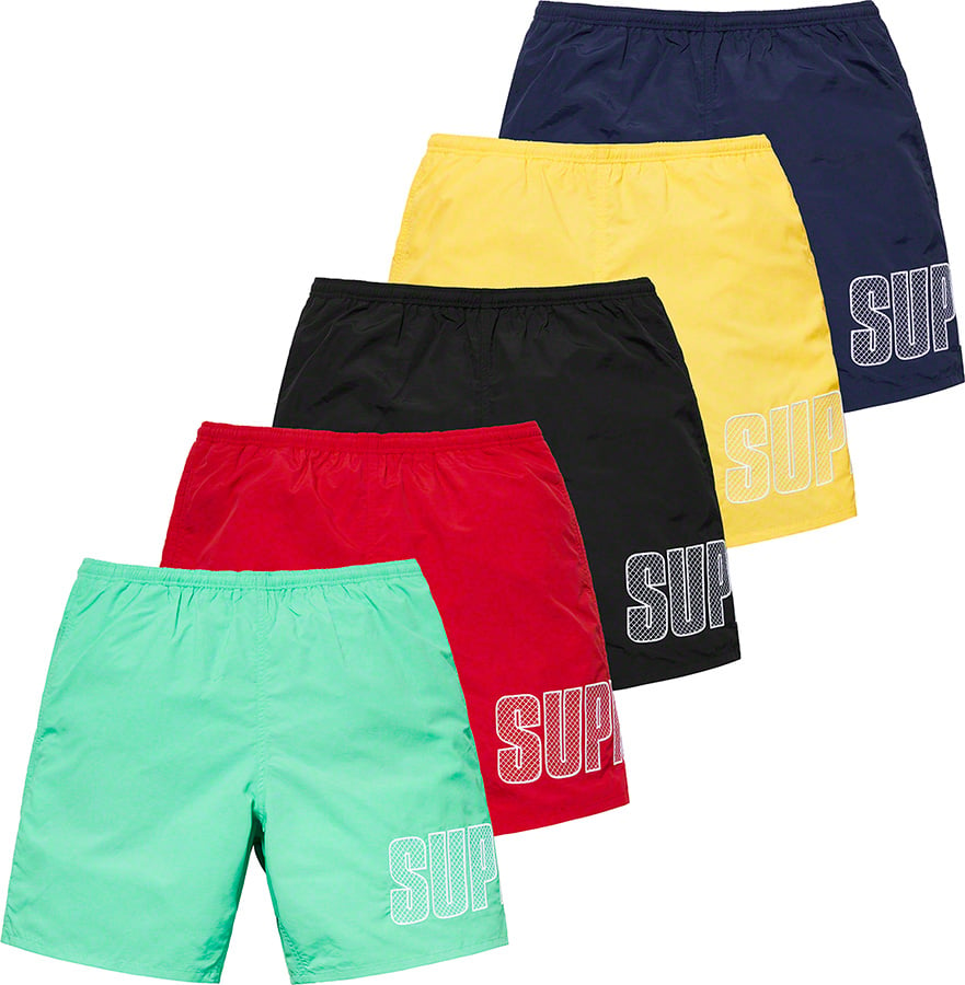 Supreme Logo Applique Water Short Red