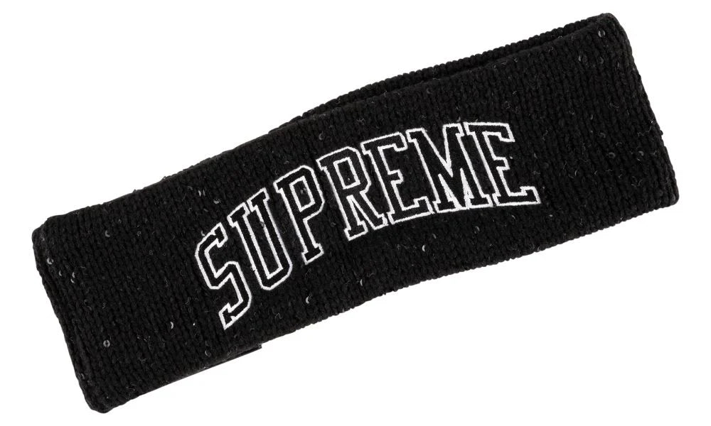 Supreme New Era Sequin Arc Logo Headband Black